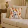 White American Staffordshire Terrier Heirloom Fall Throw Pillow Decorative Indoor Outdoor Accent Cushion for Couch, Bed or Patio, 14Hx14W
