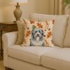 Bearded Collie Heirloom Fall Throw Pillow Decorative Indoor Outdoor Accent Cushion for Couch, Bed or Patio, 14Hx14W