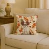 Liver and White Brittany Heirloom Fall Throw Pillow Decorative Indoor Outdoor Accent Cushion for Couch, Bed or Patio, 18Hx18W