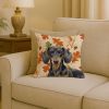 Black and Tan Dachshund Heirloom Fall Throw Pillow Decorative Indoor Outdoor Accent Cushion for Couch, Bed or Patio, 18Hx18W