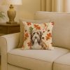 Brown Bearded Collie Heirloom Fall Throw Pillow Decorative Indoor Outdoor Accent Cushion for Couch, Bed or Patio, 18Hx18W