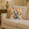 Gray Skye Terrier Heirloom Fall Throw Pillow Decorative Indoor Outdoor Accent Cushion for Couch, Bed or Patio, 14Hx14W