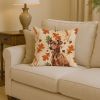 Red German Pinscher Heirloom Fall Throw Pillow Decorative Indoor Outdoor Accent Cushion for Couch, Bed or Patio, 14Hx14W