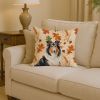 Tricolor Collie Heirloom Fall Throw Pillow Decorative Indoor Outdoor Accent Cushion for Couch, Bed or Patio, 14Hx14W