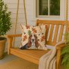 Tricolor and White Basset Hound Heirloom Fall Throw Pillow Decorative Indoor Outdoor Accent Cushion for Couch, Bed or Patio, 18Hx18W