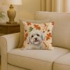Coton de Tulear Heirloom Fall Throw Pillow Decorative Indoor Outdoor Accent Cushion for Couch, Bed or Patio, 18Hx18W