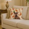 Chocolate and Rust Miniature Pinscher Min Pin Heirloom Fall Throw Pillow Decorative Indoor Outdoor Accent Cushion for Couch, Bed or Patio, 14Hx14W