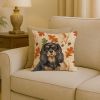 Black and Tan Cavalier Spaniel Heirloom Fall Throw Pillow Decorative Indoor Outdoor Accent Cushion for Couch, Bed or Patio, 18Hx18W