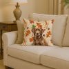 Chocolate Labrador Retriever Heirloom Fall Throw Pillow Decorative Indoor Outdoor Accent Cushion for Couch, Bed or Patio, 14Hx14W