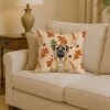 Fawn Mastiff Heirloom Fall Throw Pillow Decorative Indoor Outdoor Accent Cushion for Couch, Bed or Patio, 14Hx14W