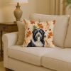 Black Bearded Collie Heirloom Fall Throw Pillow Decorative Indoor Outdoor Accent Cushion for Couch, Bed or Patio, 14Hx14W