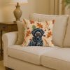 Black Portuguese Water Dog Heirloom Fall Throw Pillow Decorative Indoor Outdoor Accent Cushion for Couch, Bed or Patio, 14Hx14W