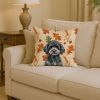 Miniature Black Poodle Heirloom Fall Throw Pillow Decorative Indoor Outdoor Accent Cushion for Couch, Bed or Patio, 14Hx14W