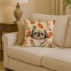 Sable Pekingese Heirloom Fall Throw Pillow Decorative Indoor Outdoor Accent Cushion for Couch, Bed or Patio, 14Hx14W