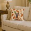 Mahogany Belgian Malinois Heirloom Fall Throw Pillow Decorative Indoor Outdoor Accent Cushion for Couch, Bed or Patio, 14Hx14W