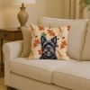 Black Skye Terrier Heirloom Fall Throw Pillow Decorative Indoor Outdoor Accent Cushion for Couch, Bed or Patio, 14Hx14W