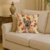 Neapolitan Mastiff Heirloom Fall Throw Pillow Decorative Indoor Outdoor Accent Cushion for Couch, Bed or Patio, 14Hx14W