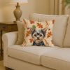 Black and Tan Yorkshire Terrier Heirloom Fall Throw Pillow Decorative Indoor Outdoor Accent Cushion for Couch, Bed or Patio, 14Hx14W