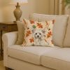Powderpuff Chinese Crested Heirloom Fall Throw Pillow Decorative Indoor Outdoor Accent Cushion for Couch, Bed or Patio, 14Hx14W