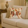 White with Red Papillon Heirloom Fall Throw Pillow Decorative Indoor Outdoor Accent Cushion for Couch, Bed or Patio, 14Hx14W