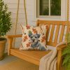 Blue and Tan Border Terrier Heirloom Fall Throw Pillow Decorative Indoor Outdoor Accent Cushion for Couch, Bed or Patio, 18Hx18W