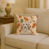 White and Tan Bearded Collie Heirloom Fall Throw Pillow Decorative Indoor Outdoor Accent Cushion for Couch, Bed or Patio, 18Hx18W