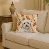 Coton de Tulear Heirloom Fall Throw Pillow Decorative Indoor Outdoor Accent Cushion for Couch, Bed or Patio, 14Hx14W
