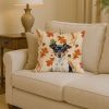 Tricolor Rat Terrier Heirloom Fall Throw Pillow Decorative Indoor Outdoor Accent Cushion for Couch, Bed or Patio, 14Hx14W