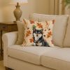 Black and Tan Shiba Inu Heirloom Fall Throw Pillow Decorative Indoor Outdoor Accent Cushion for Couch, Bed or Patio, 14Hx14W