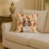 Liver and White English Springer Spaniel Heirloom Fall Throw Pillow Decorative Indoor Outdoor Accent Cushion for Couch, Bed or Patio, 14Hx14W