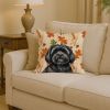 Black Lhasa Apso Heirloom Fall Throw Pillow Decorative Indoor Outdoor Accent Cushion for Couch, Bed or Patio, 14Hx14W