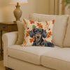 Black and Tan Dachshund Heirloom Fall Throw Pillow Decorative Indoor Outdoor Accent Cushion for Couch, Bed or Patio, 14Hx14W