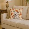 White Staffordshire Bull Terrier Heirloom Fall Throw Pillow Decorative Indoor Outdoor Accent Cushion for Couch, Bed or Patio, 14Hx14W