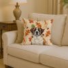 Brindle and White Saint Bernard Heirloom Fall Throw Pillow Decorative Indoor Outdoor Accent Cushion for Couch, Bed or Patio, 14Hx14W