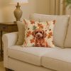 Toy Red Poodle Heirloom Fall Throw Pillow Decorative Indoor Outdoor Accent Cushion for Couch, Bed or Patio, 14Hx14W