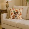 Wirehaired Pointing Griffon Heirloom Fall Throw Pillow Decorative Indoor Outdoor Accent Cushion for Couch, Bed or Patio, 14Hx14W