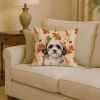 Parti-color Havanese Heirloom Fall Throw Pillow Decorative Indoor Outdoor Accent Cushion for Couch, Bed or Patio, 14Hx14W